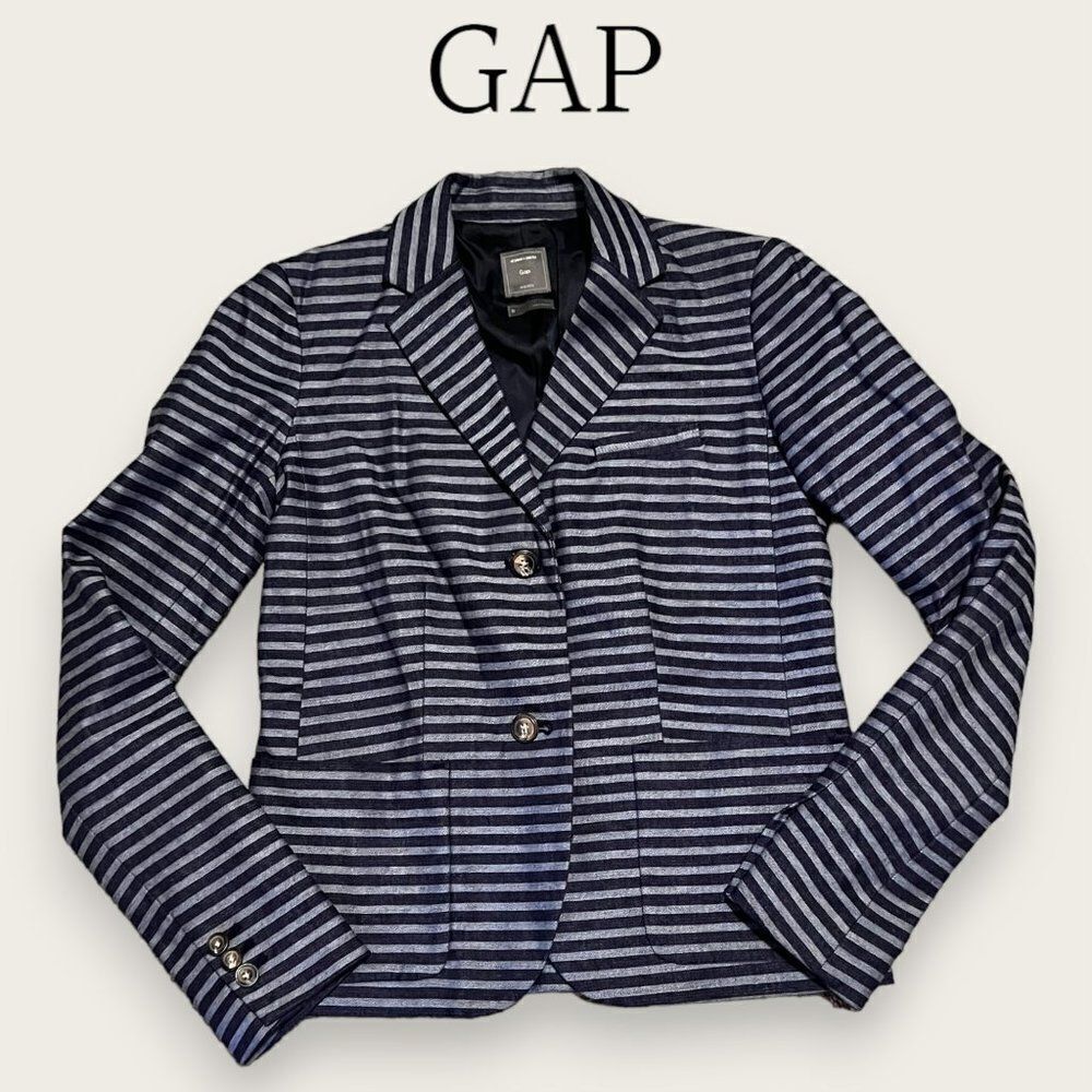 GAP Women's Classic Blue Striped Blazer ~ Size 0 ~ Extra Sharp!